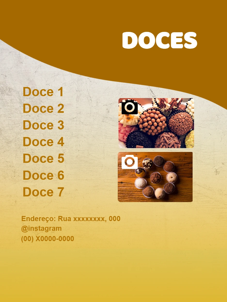 Cardápio de Doces Editável com Fotos para Postar