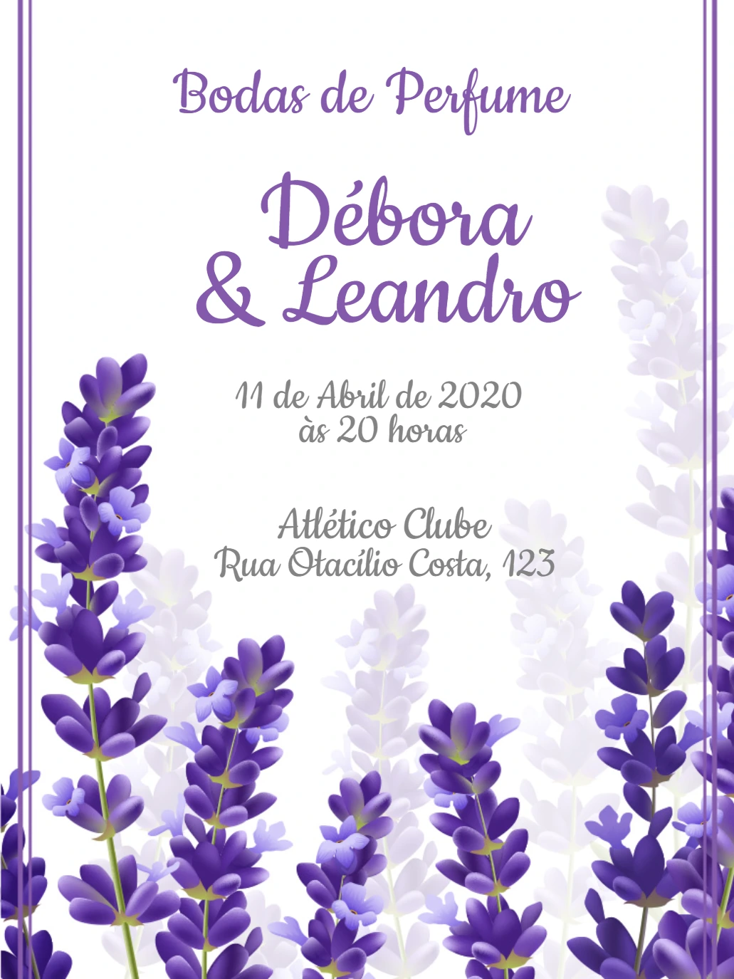 Convite Bodas de Perfume Floral Lavanda para Editar Online