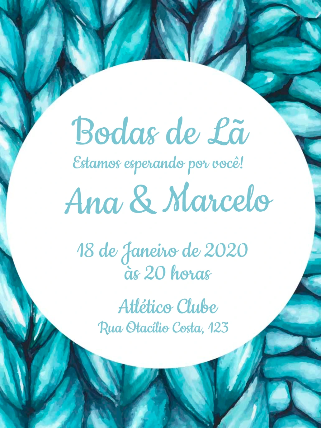 Convite Bodas de Lã com Fundo de Tricô para Editar Online