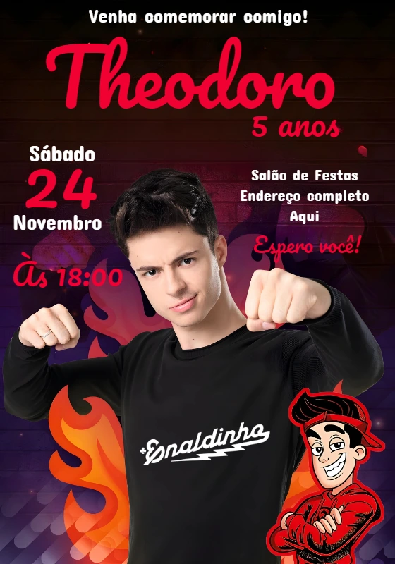 Convite de Aniversário Enaldinho para Editar e Imprimir