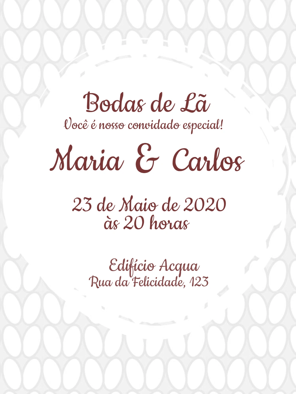 Convite Bodas de Lã com Tema de Tricô para Editar Online