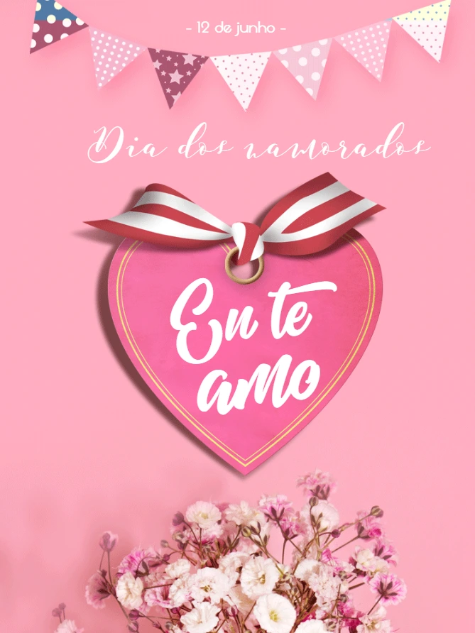 Cartão de Dia dos Namorados com Coração para Editar Online