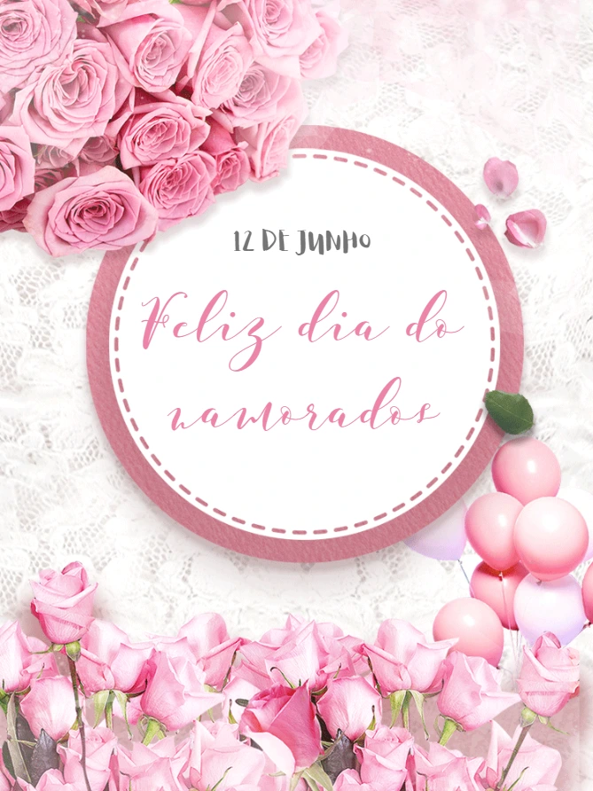 Post Dia dos Namorados com Rosas para Editar Online