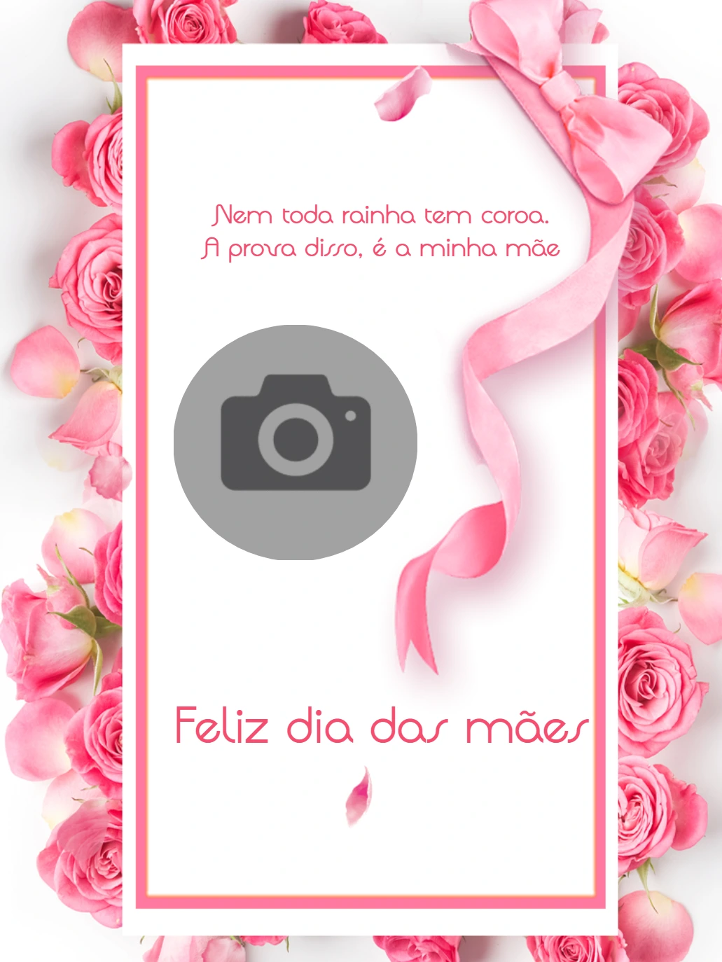 Cartão Dia das Mães com Foto e Rosas para Editar Online