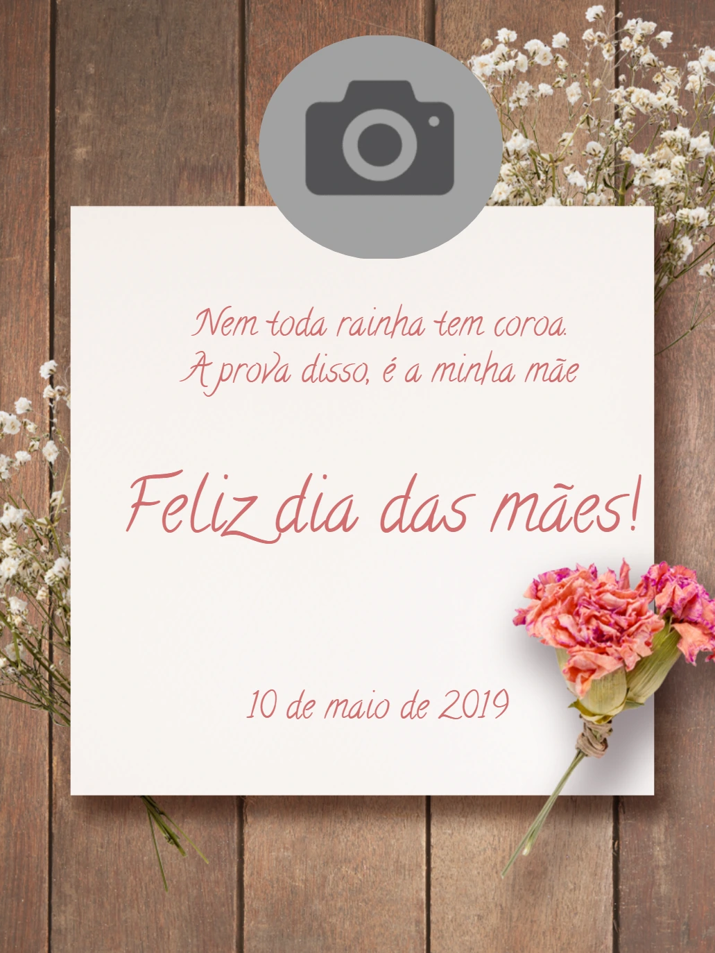 Cartão Dia das Mães com Foto para Editar Online