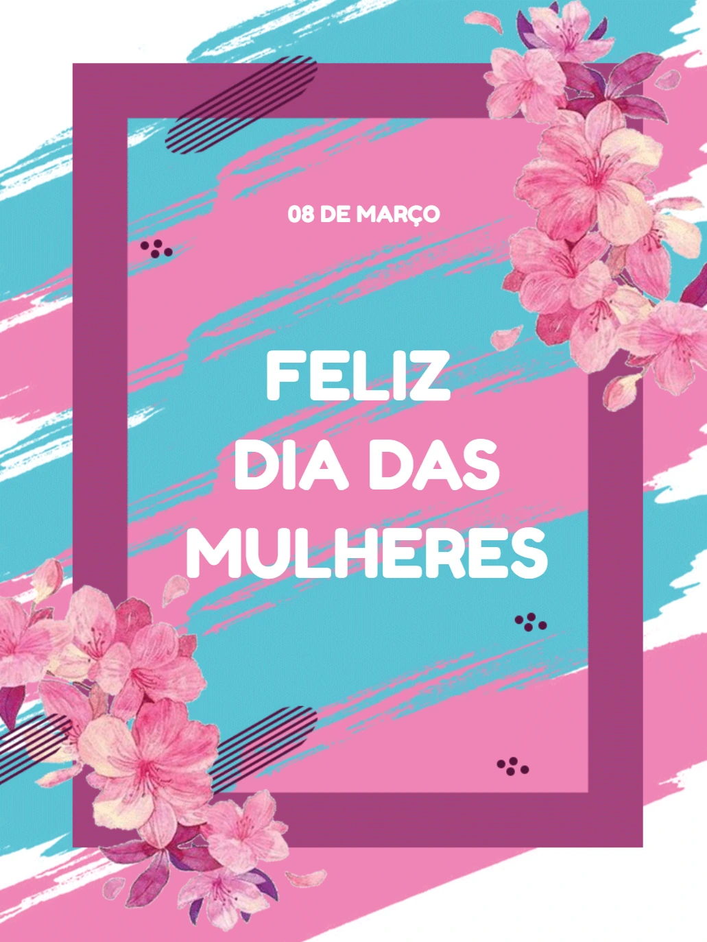 Cartão Dia da Mulher Floral e Moderno para Editar Online