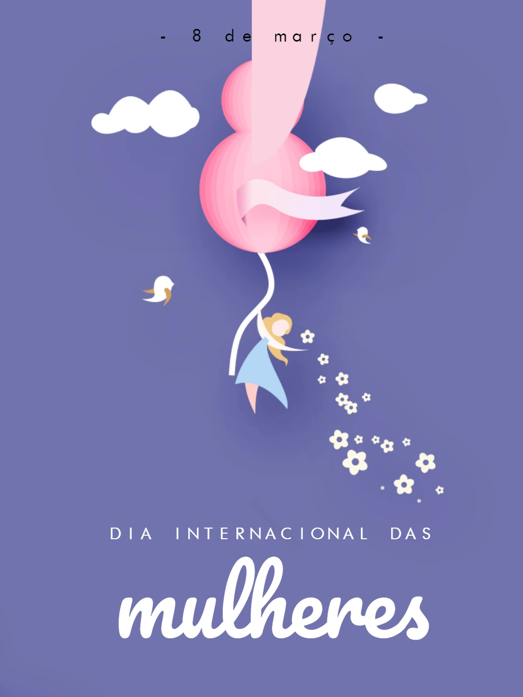 Post Dia da Mulher com Ilustração Delicada para Editar Online
