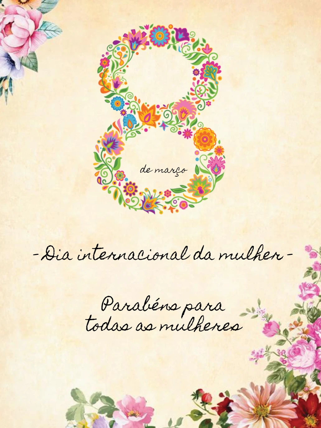 Post Dia da Mulher Floral para Editar e Compartilhar