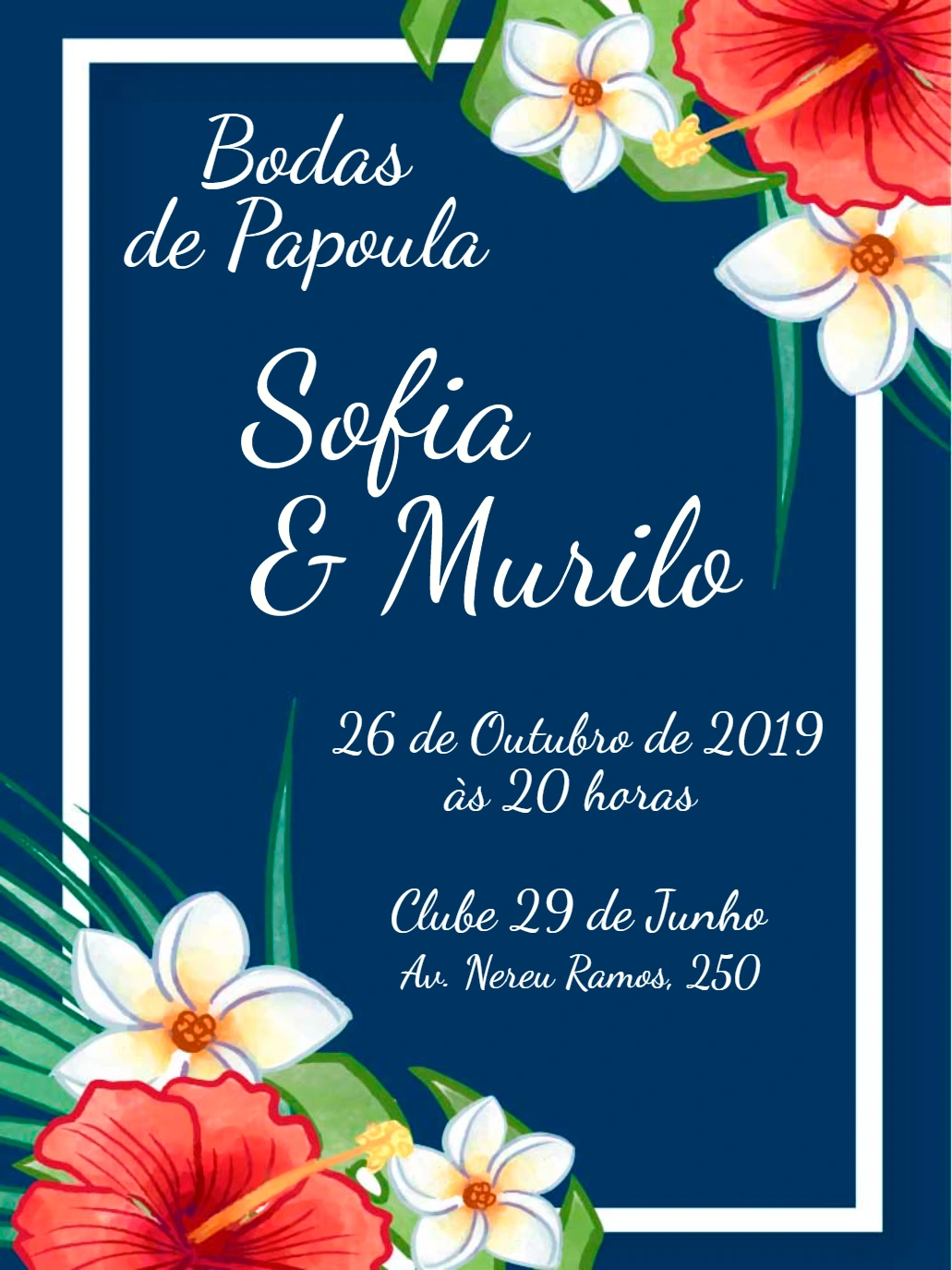 Convite Bodas de Papoula Tropical para Editar Online