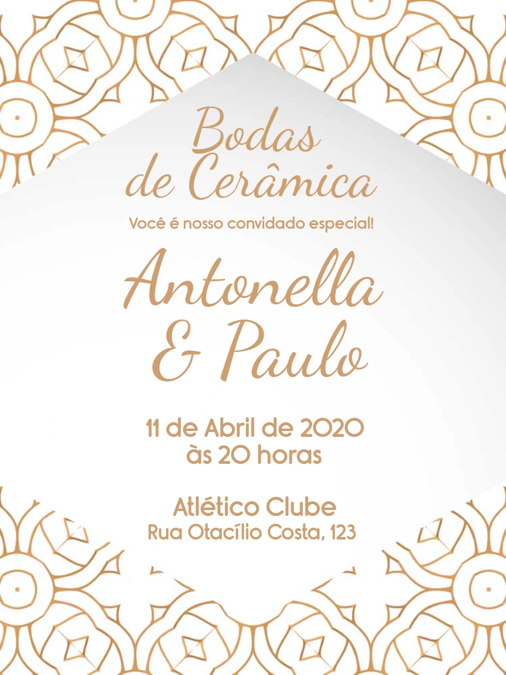 Convite Bodas de Cerâmica Elegante para Editar Online