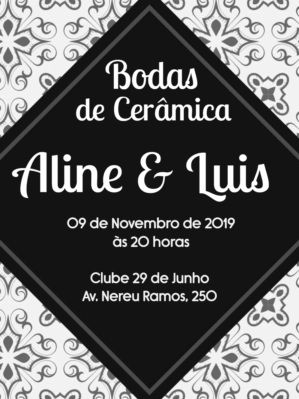 Convite Bodas de Cerâmica Azulejo para Editar Online