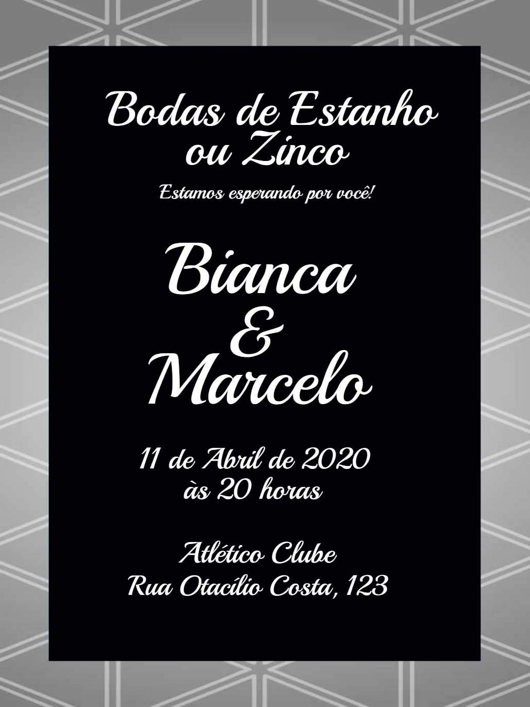 Convite Bodas de Estanho Elegante para Editar Online
