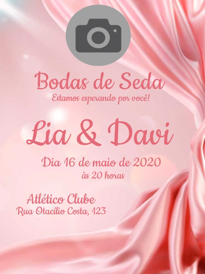 Convite Bodas de Seda com Foto para Editar Online