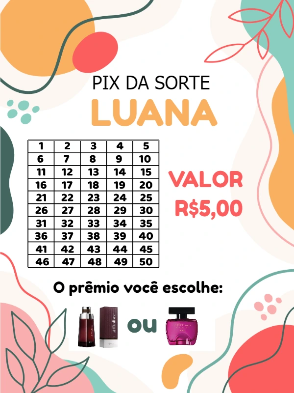 Template de Rifa Pix da Sorte com Números para Editar Online