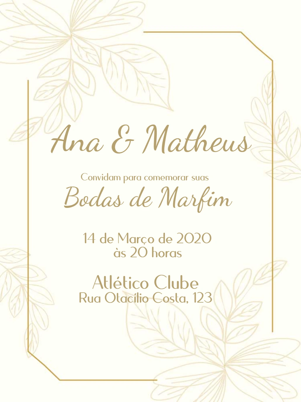 Convite Bodas de Marfim Floral Elegante para Editar Online