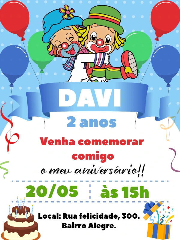 Convite de Aniversário Patati Patatá para Editar Online