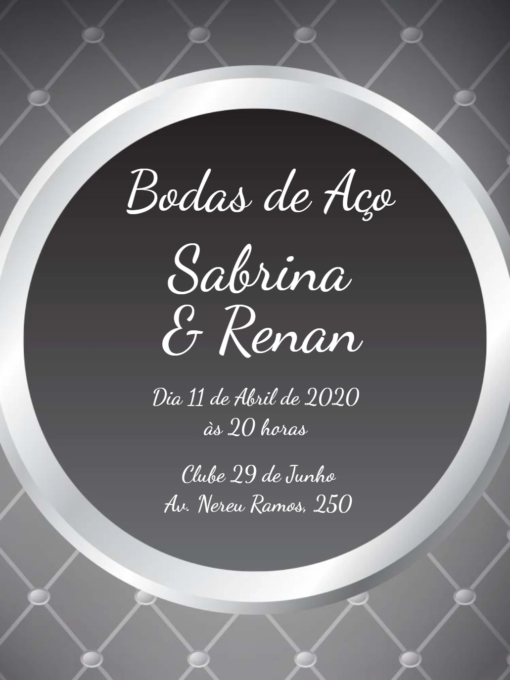 Convite Bodas de Aço Elegante para Editar Online