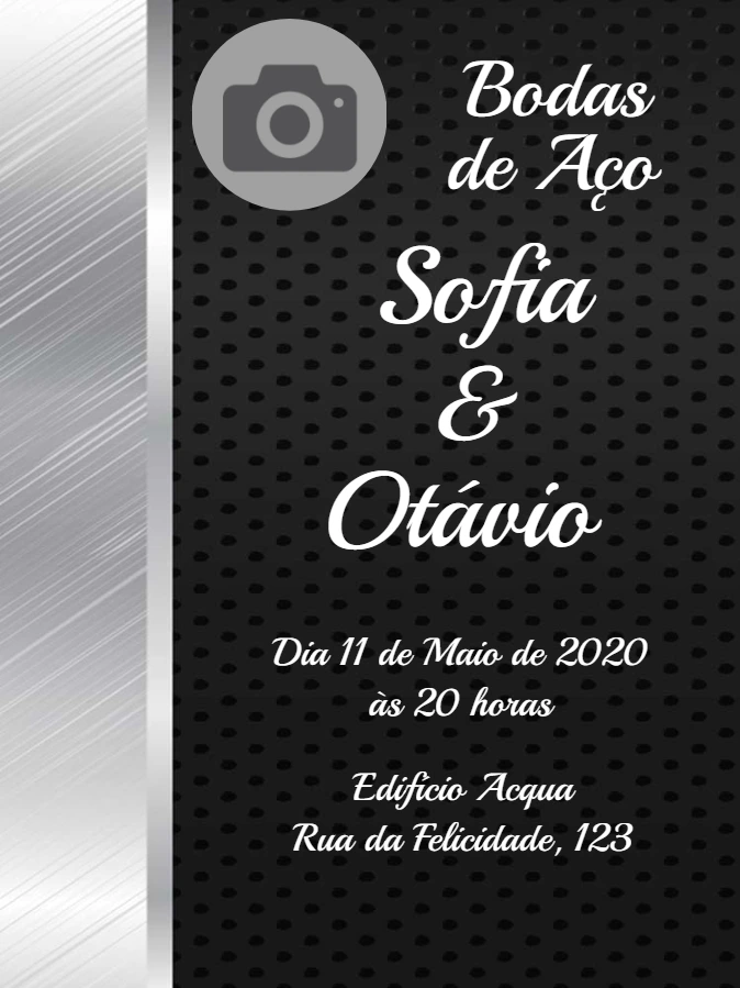 Convite Bodas de Aço com Foto para Editar Online