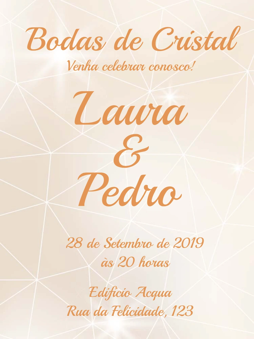 Convite Bodas de Cristal Elegante para Editar Online