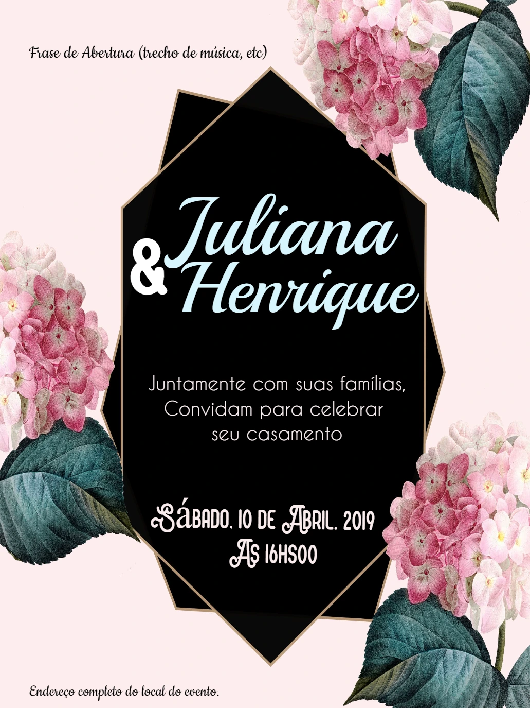 Convite de Casamento Floral Elegante para Editar Online