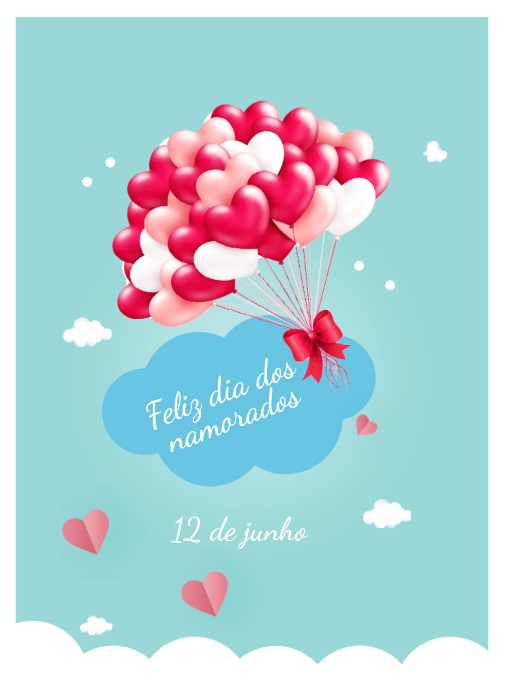 Arte Dia dos Namorados com Balões Românticos para Editar