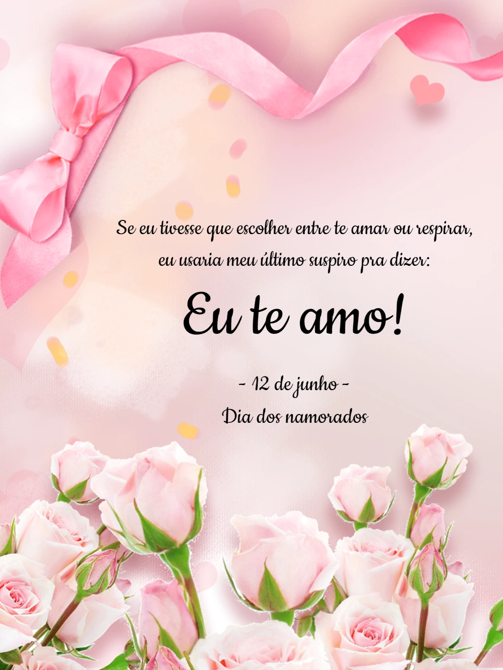 Cartão Dia dos Namorados Romântico com Rosas para Editar Online