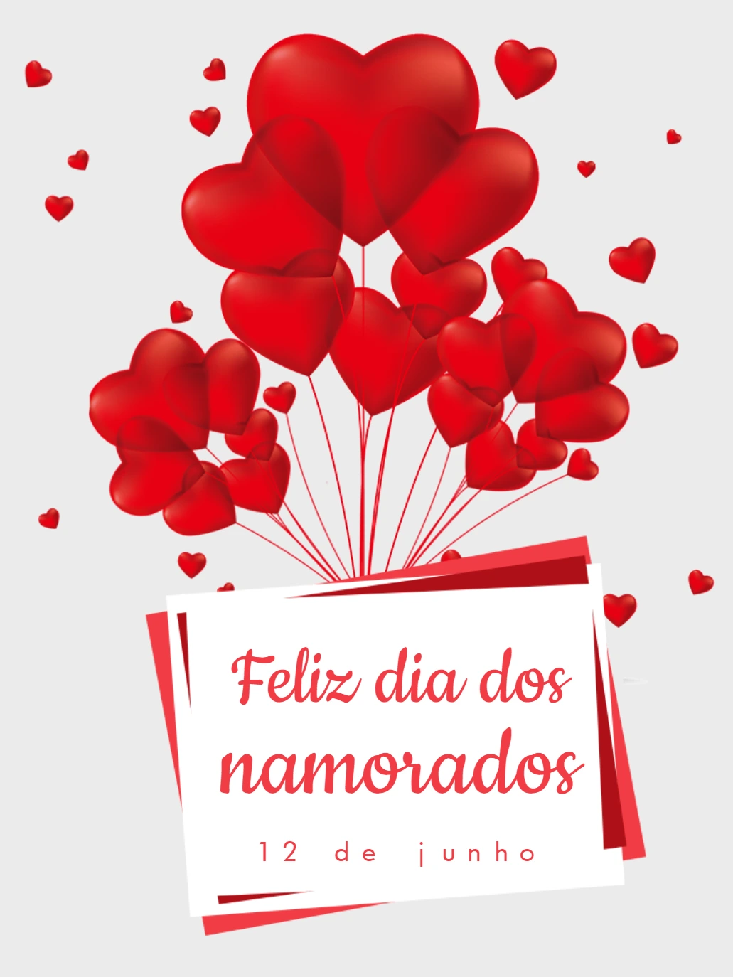 Post Dia dos Namorados com Balões de Coração para Editar Online