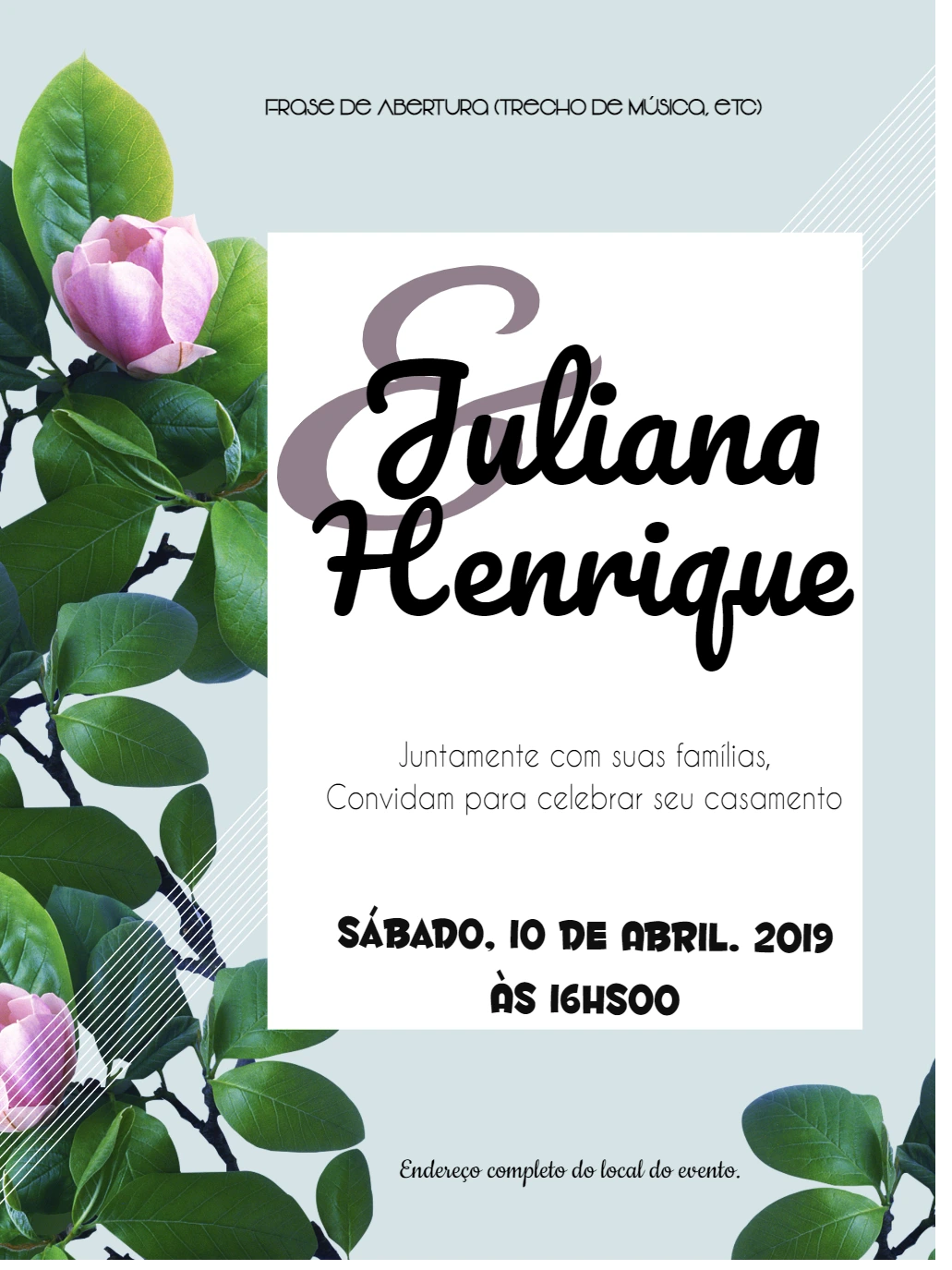 Convite de Casamento Floral Elegante para Editar Online