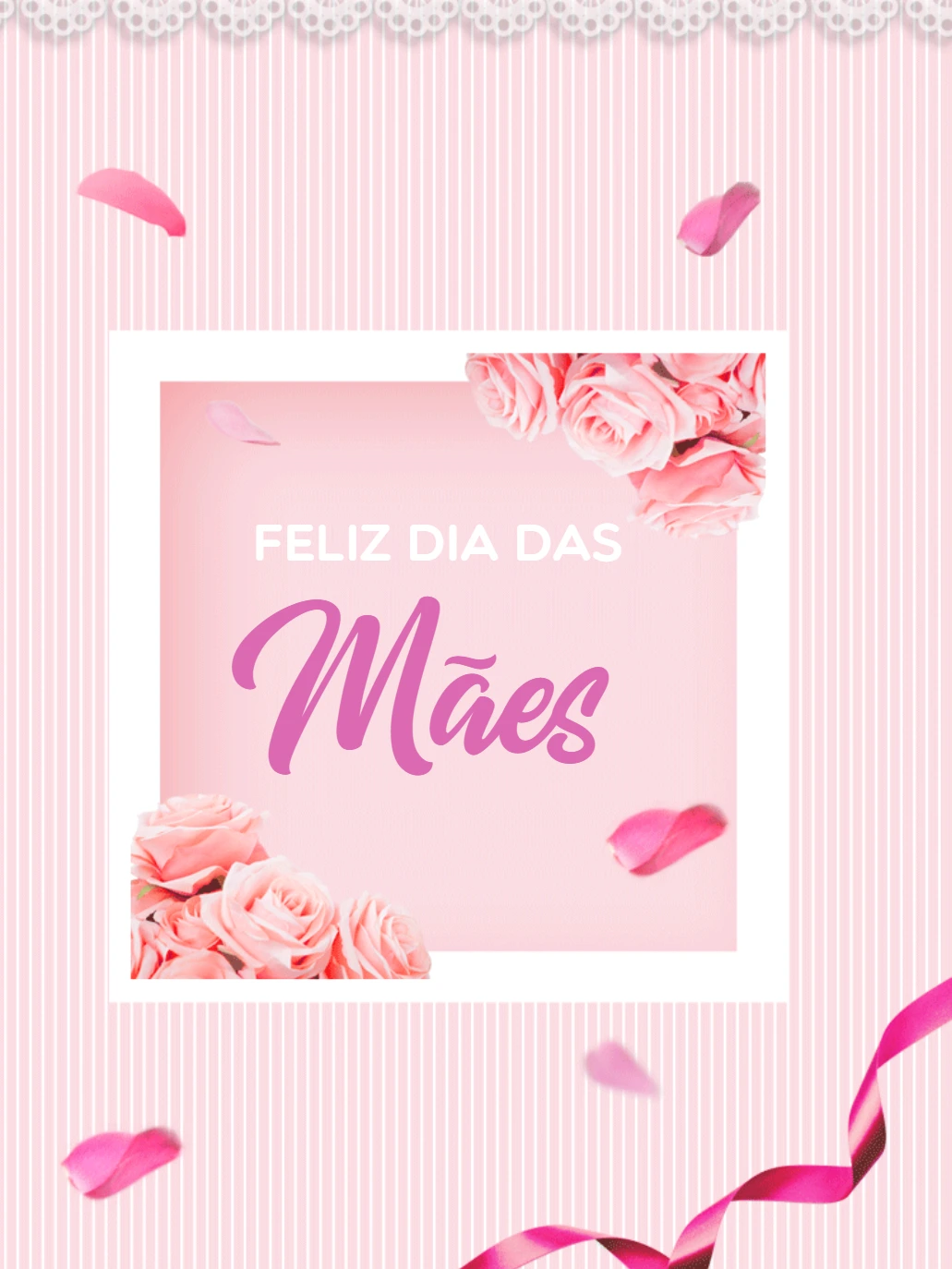 Post Dia das Mães com Rosas Delicadas para Editar Online