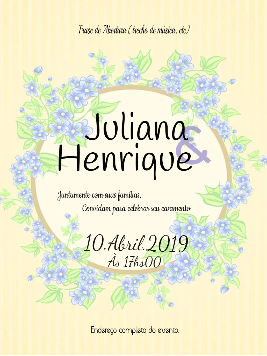 Convite de Casamento Floral Delicado para Editar e Enviar Online