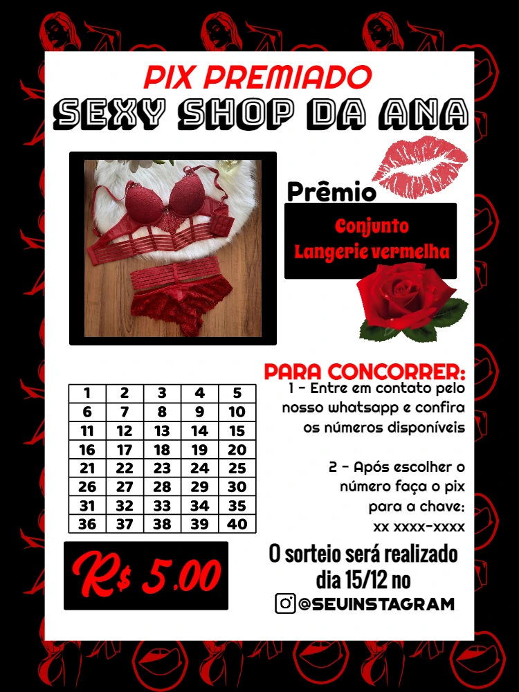 Rifa Pix Premiado de Lingerie para Editar Online