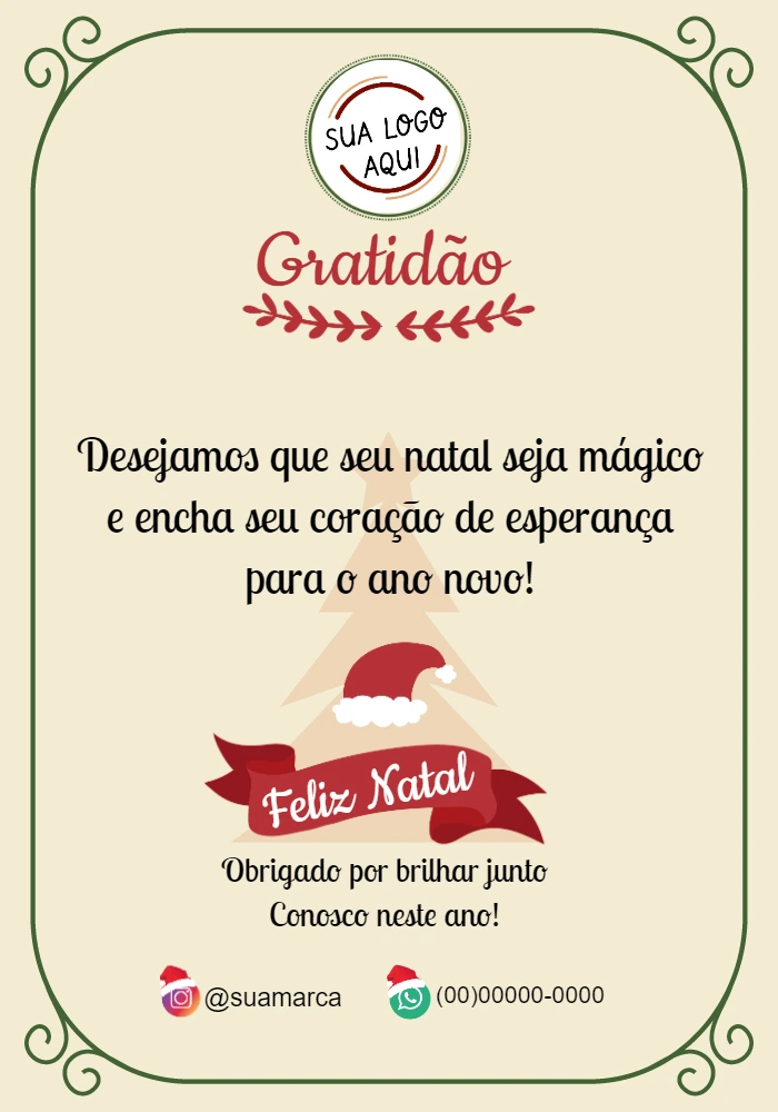 Cartão de Natal para Clientes com Mensagem para Editar Online