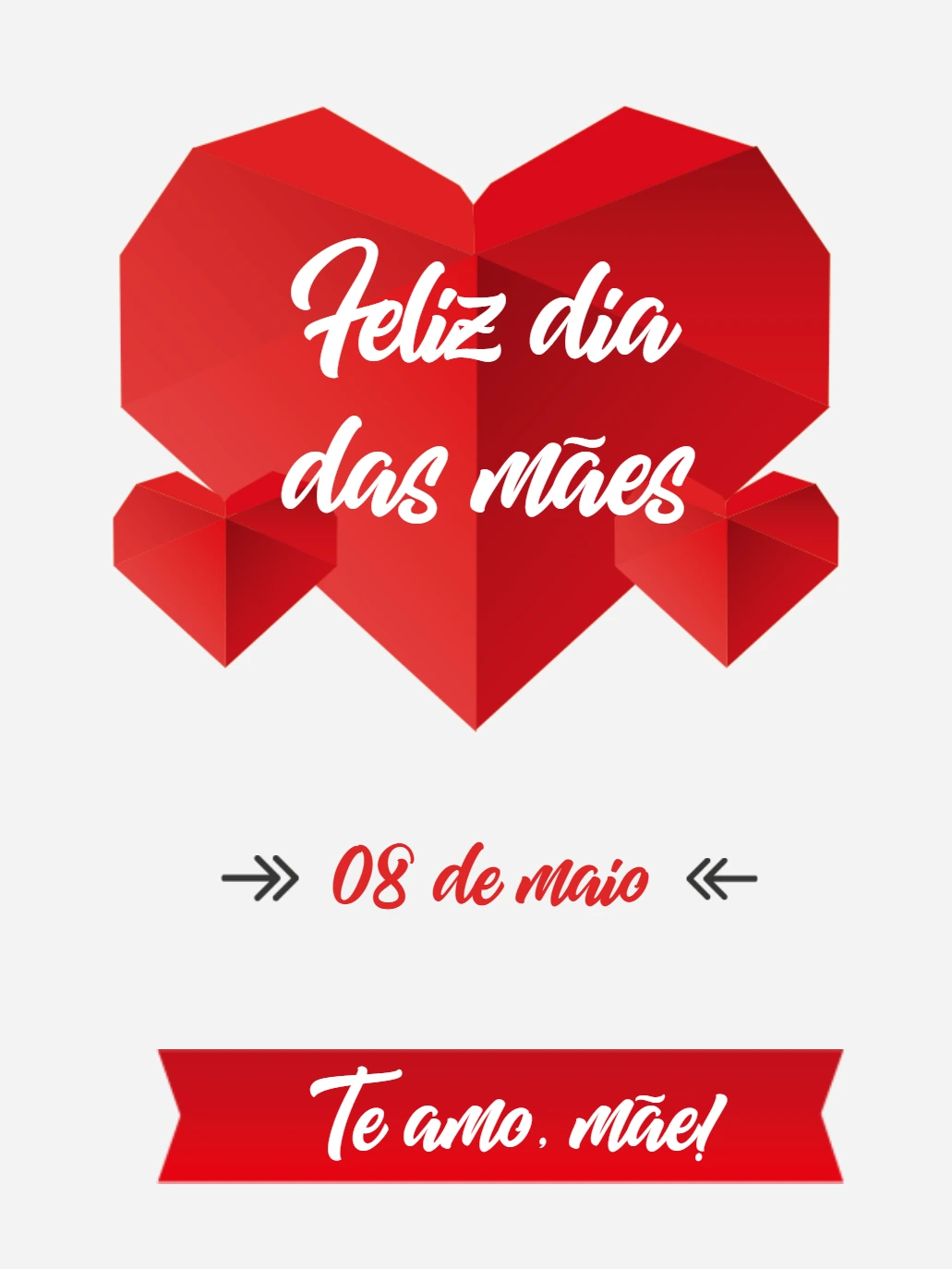 Cartão de Dia das Mães com Corações para Editar Online