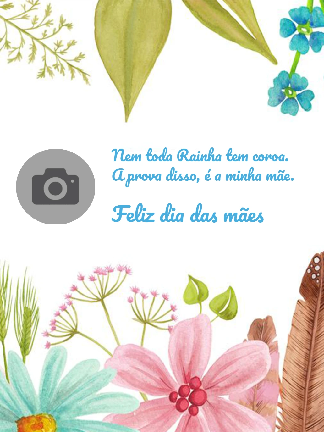 Cartão Dia das Mães Floral com Foto para Editar Online