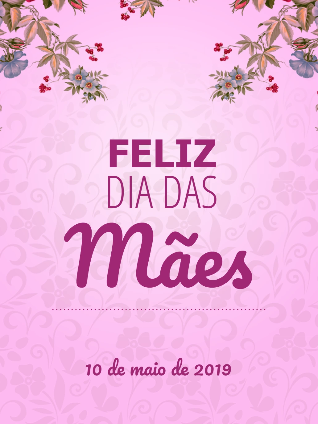 Cartão Dia das Mães Floral para Editar e Imprimir