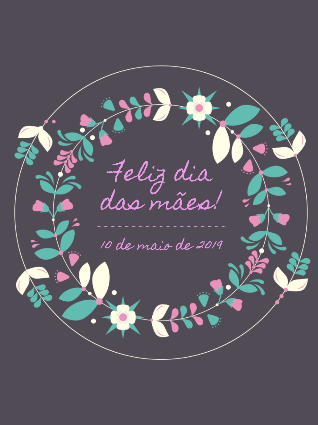 Cartão Dia das Mães com Guirlanda Floral para Editar Online