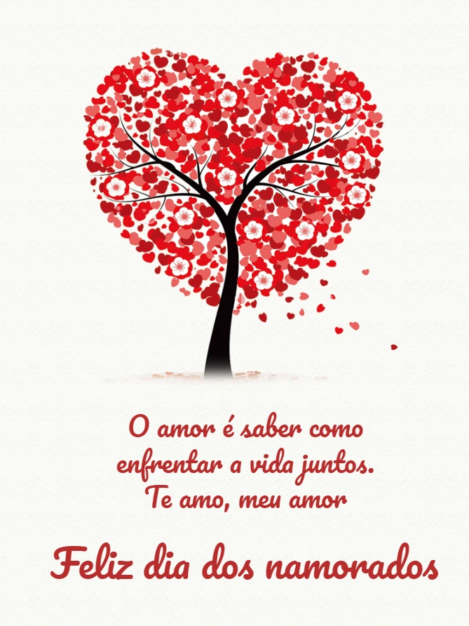 Cartão Dia dos Namorados com Árvore de Coração para Editar Online