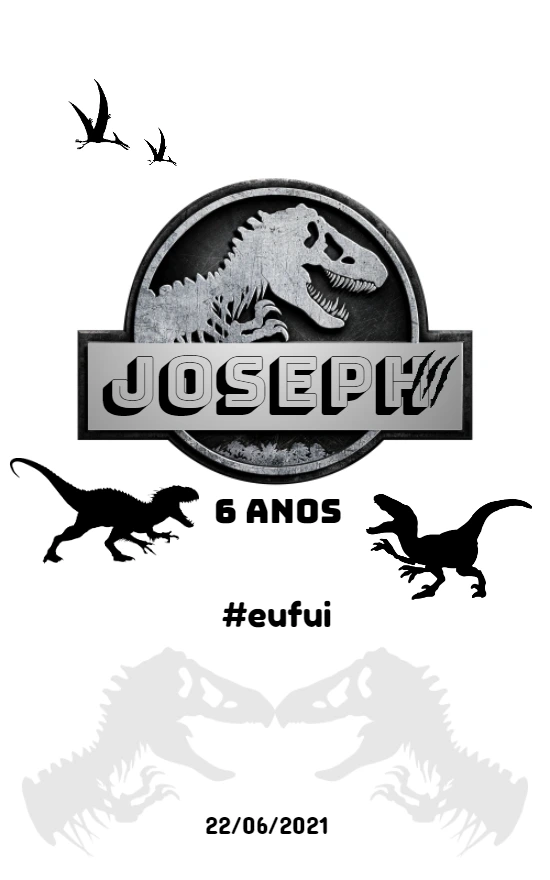 Arte para Copo Aniversário Dinossauro para Editar Online