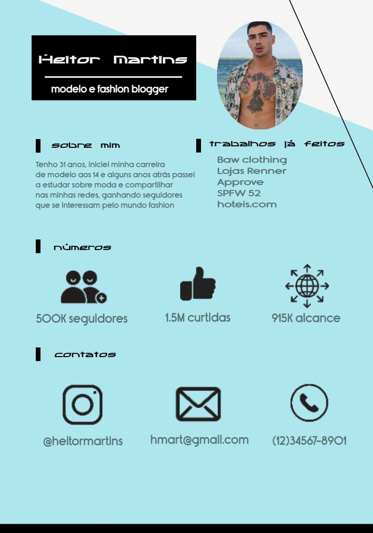 Mídia Kit Influencer com Foto para Editar Online