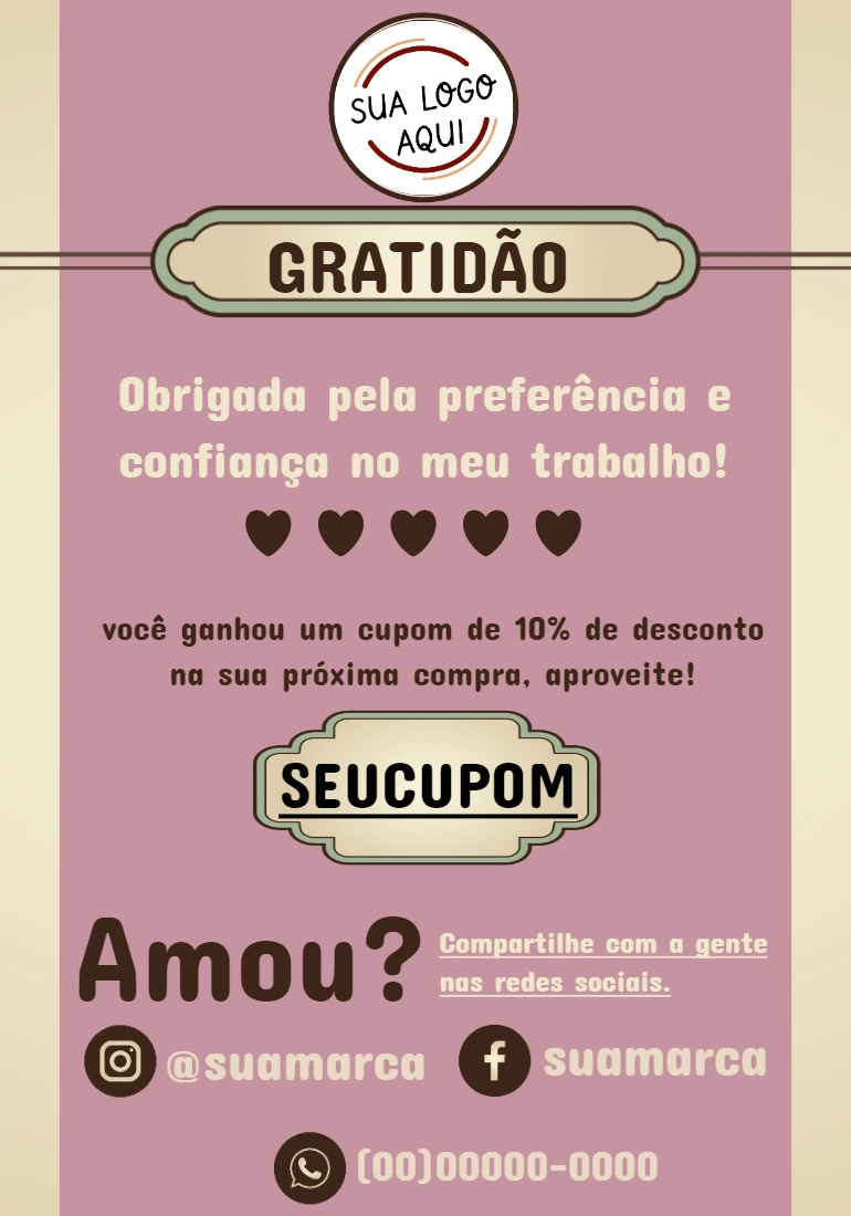 Cartão de Agradecimento com Cupom para Editar Online