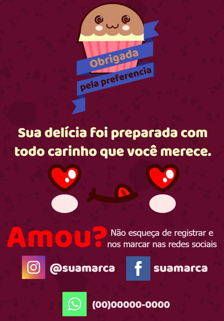Cartão de Agradecimento com Cupcake Fofo para Editar Online