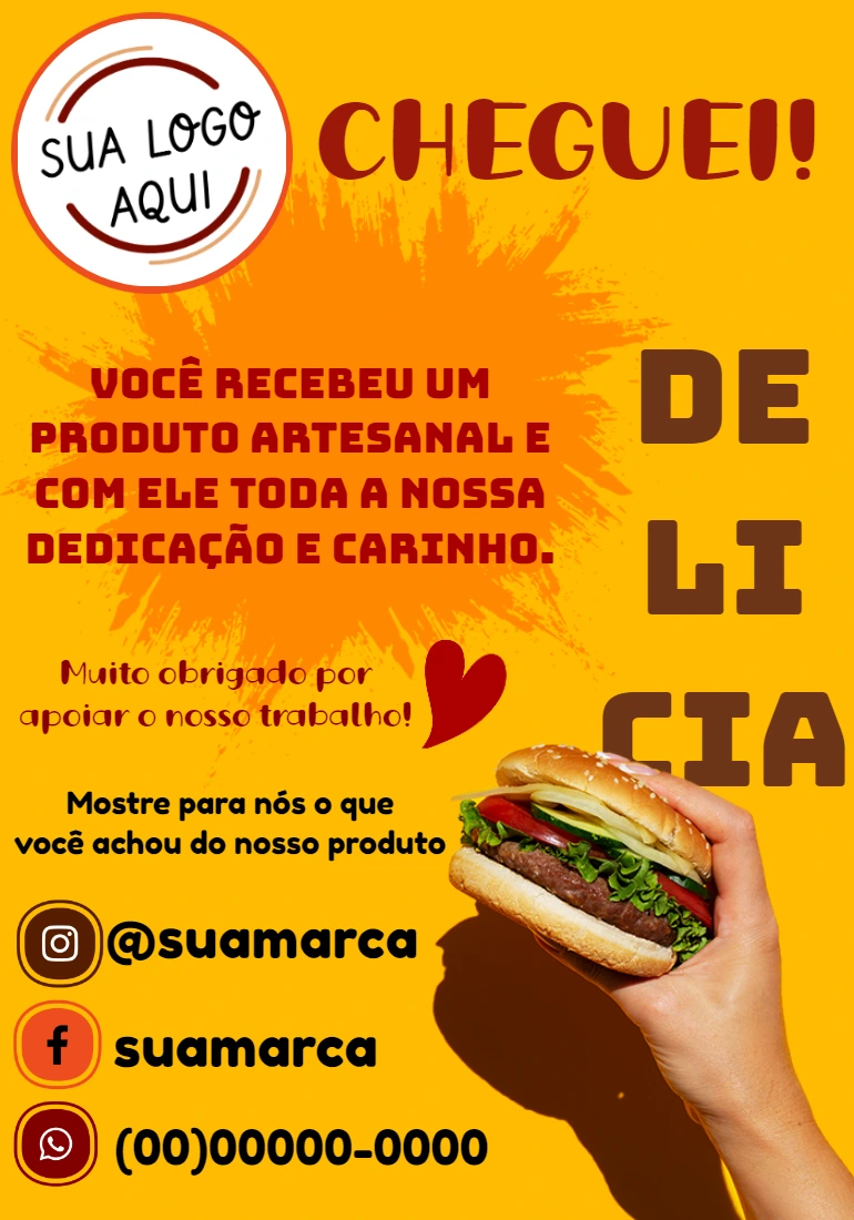 Cartão de Agradecimento Hamburgueria para Editar Online