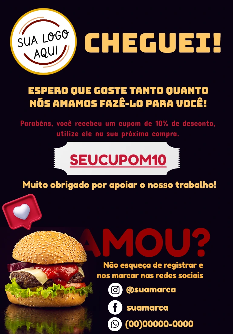 Cartão de Agradecimento para Lanchonete Editável Online