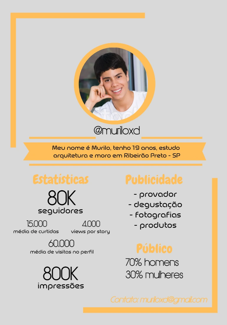 Mídia Kit Influencer com Foto Profissional para Editar Online