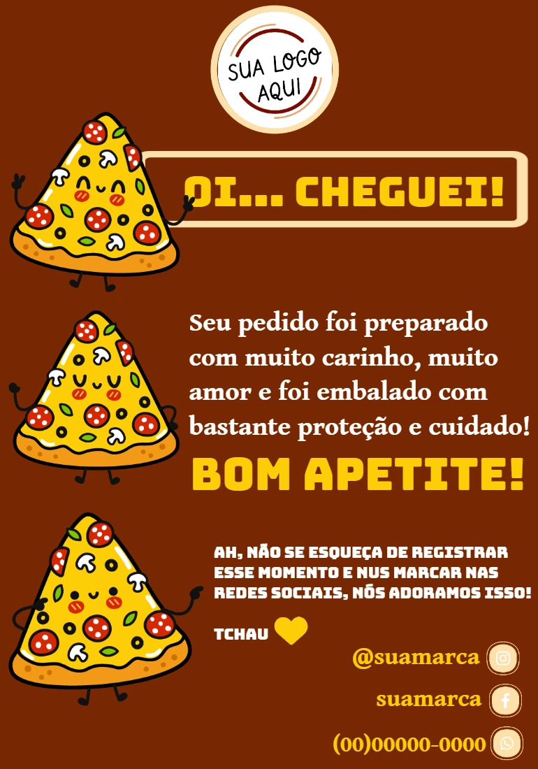 Cartão de Agradecimento Pizzaria com Pizza para Editar Online