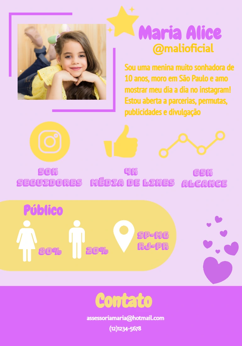 Mídia Kit Influencer com Foto Editável para Divulgação