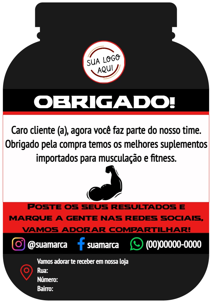 Cartão de Agradecimento Fitness Editável para Lojas Online