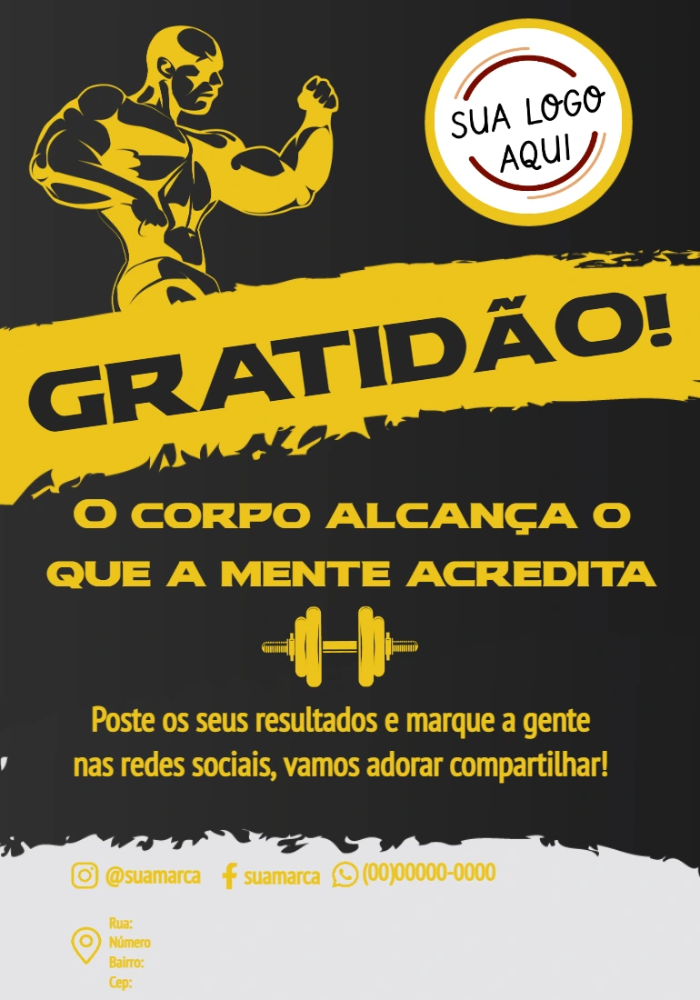 Cartão de Agradecimento Fitness Motivacional para Editar Online