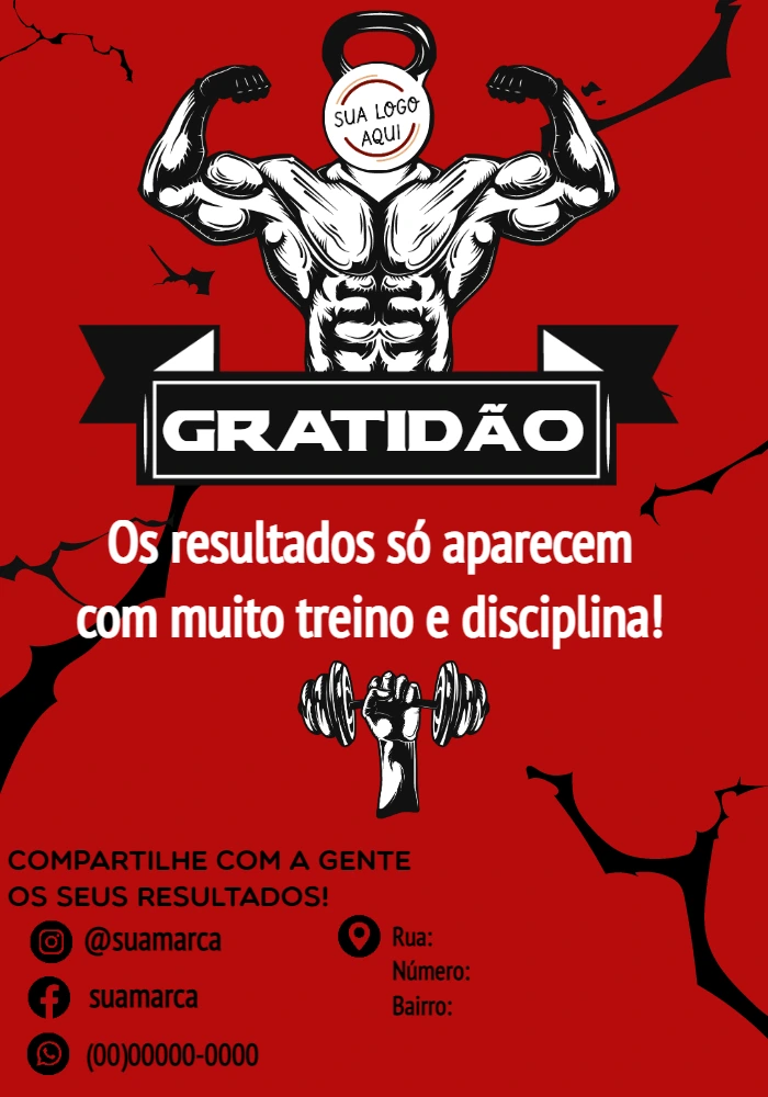 Cartão de Agradecimento Academia Fitness para Editar Online