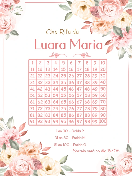 Chá Rifa Floral para Chá de Bebê para Editar Online